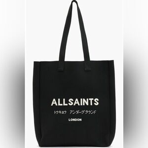 Allsaints Izzy Logo Black North South Tote Large NWT